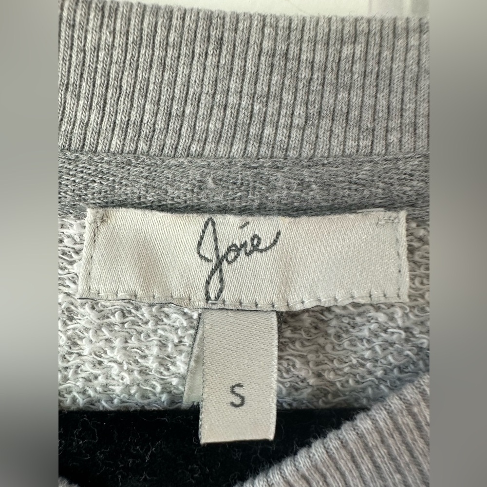 Joie Mixed Media Sweatshirt - Grey/White - Size Small - Picture 5 of 6
